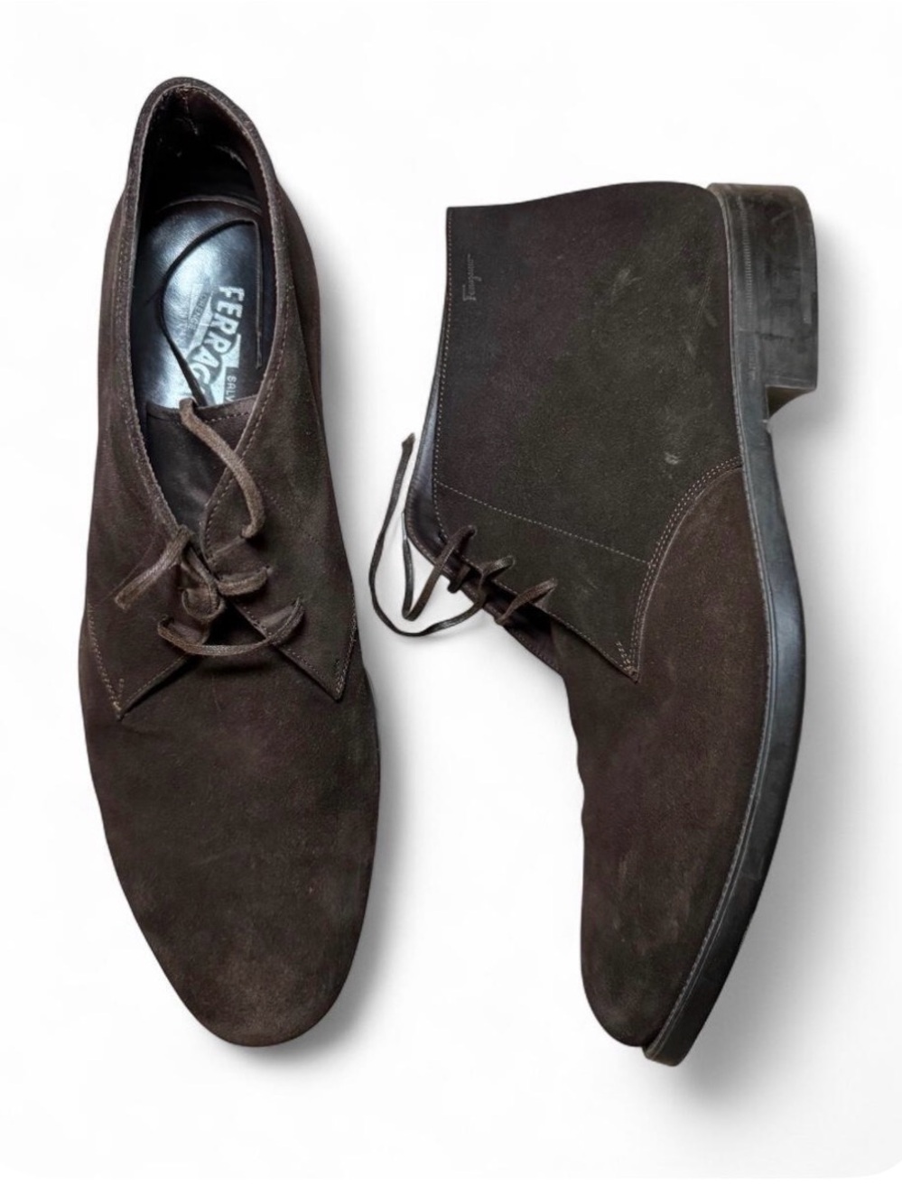Salvatore Ferragamo Dark Brown Suede Chukka Boots